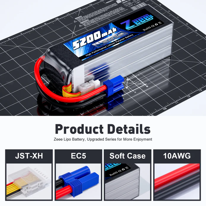 Zeee 6S 5200mAh 22.2V 100C LiPo Battery EC5 - Image 3