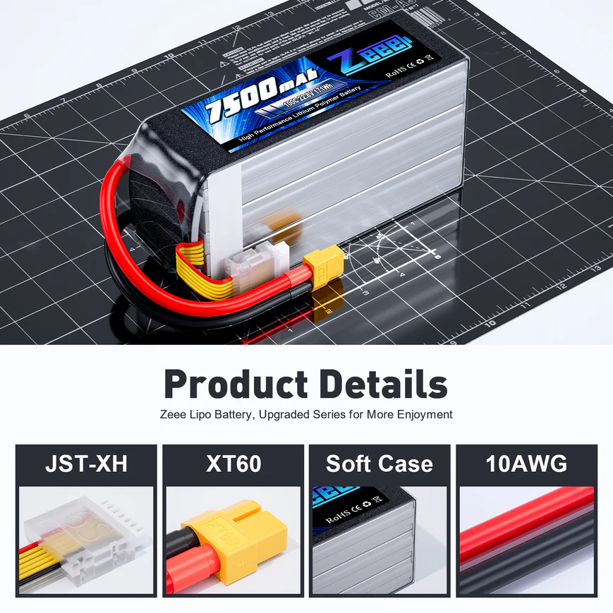 ZEEE 6S 22.8V 7500mAh 100C Soft LiPo Battery Pack XT60 - Image 5