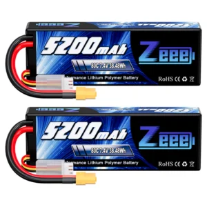 ZEEE 2S 7.4V 5200mAh 80C Hard LiPo Battery Pack XT60
